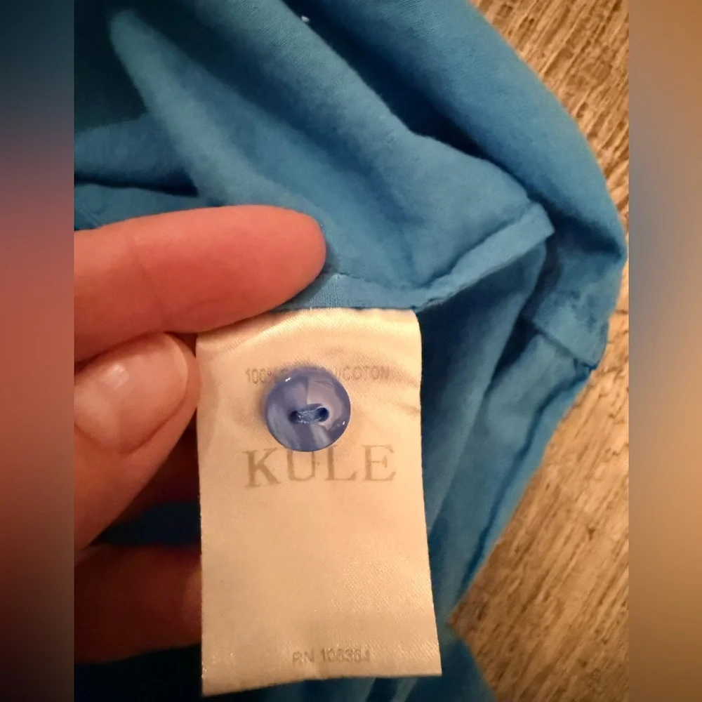 Kule Cotton Button Down Blouse Small Blue - Picture 4 of 7